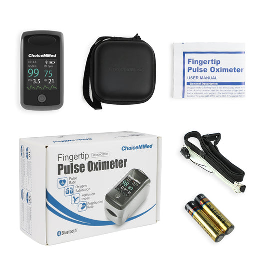 Fingertip Pulse Oximeter with Bluetooth, Perfusion Index and Respiratory Rate Function -