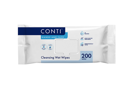 Conti Hands and Face Cleansing Wet Wipes - Lightly Fragranced - 200 Wipes