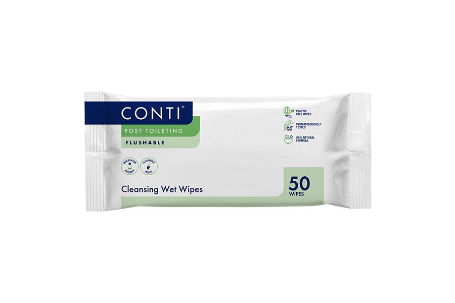 Conti® Large Post Toileting Cleansing Wet Wipes - Fragrance Free - 50 Wipes