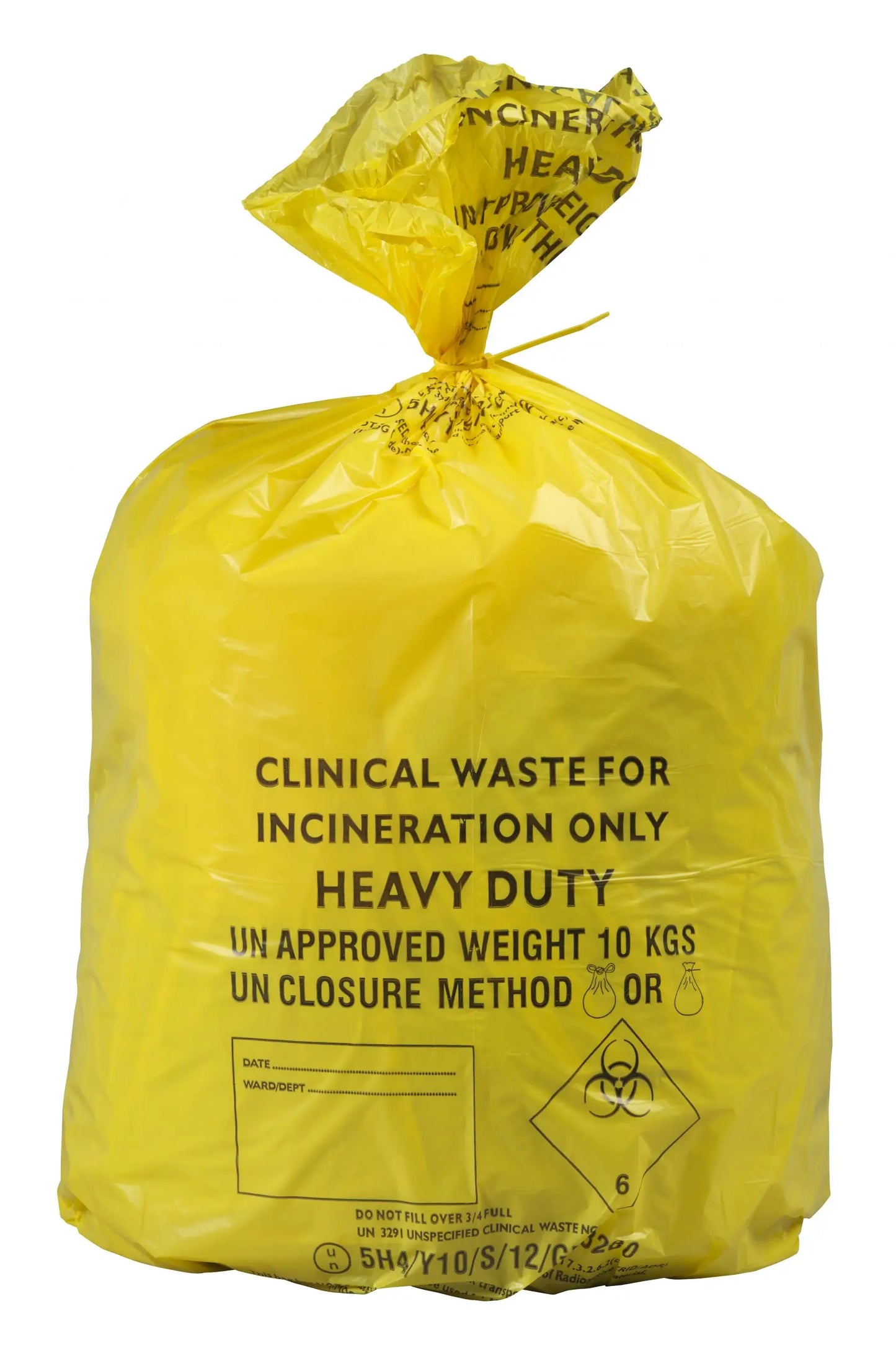 Yellow Clinical Waste Bags - Small 20L - Roll of 50 - GV Health