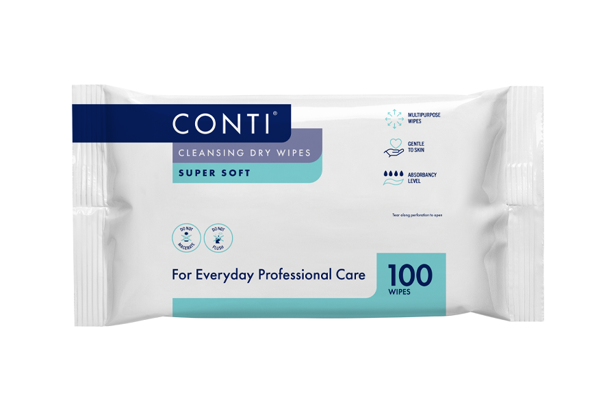 Conti® Super Soft Cleansing Dry Wipe - Small - 100x Wipes - Vernacare