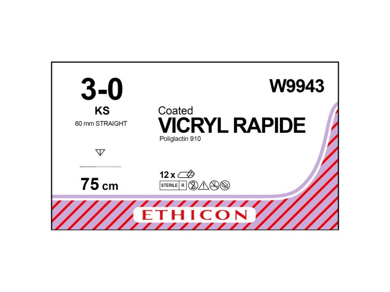 Vicryl Rapid Undyed 75cm Sutures USP 3-0 - Box of 12