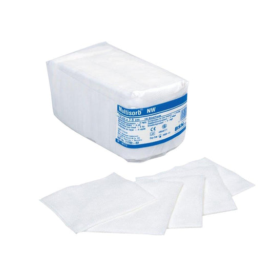 Multisorb Sterile Non-Woven Swab 10cm x 10cm - 4ply Pack of 8 x 50 x 5 - CLEARANCE - Short Dated 03/2025