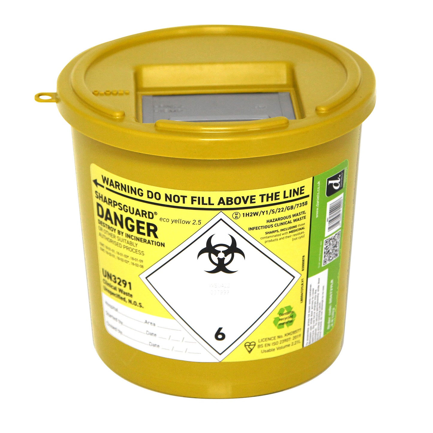 Sharpsguard 2.5 Litre Yellow Sharps Bin -
