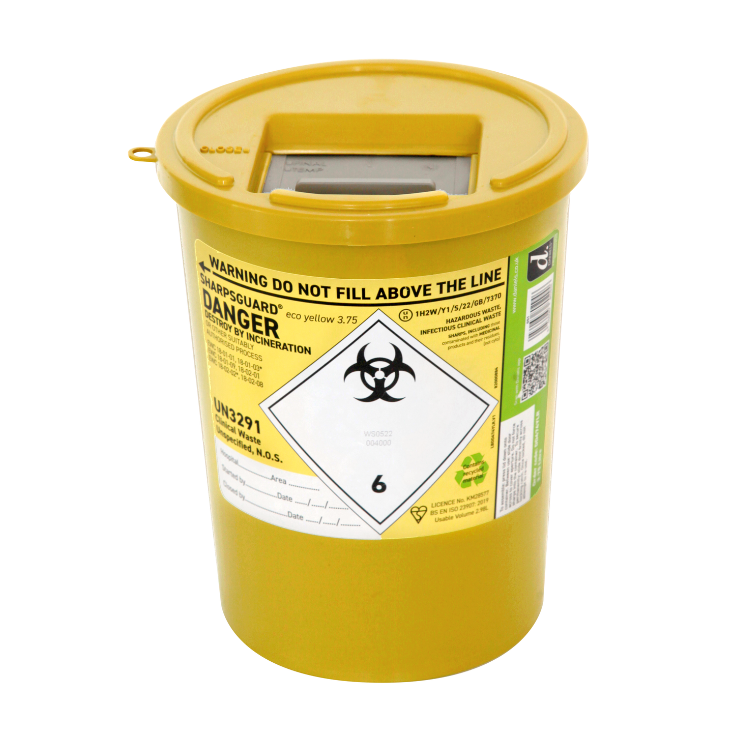Sharpsguard Yellow 3.75 Ltr Sharps Bin - Daniels