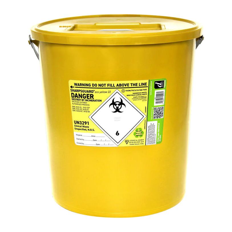 Sharpsguard Yellow Sharps Bin - 22 Litre -