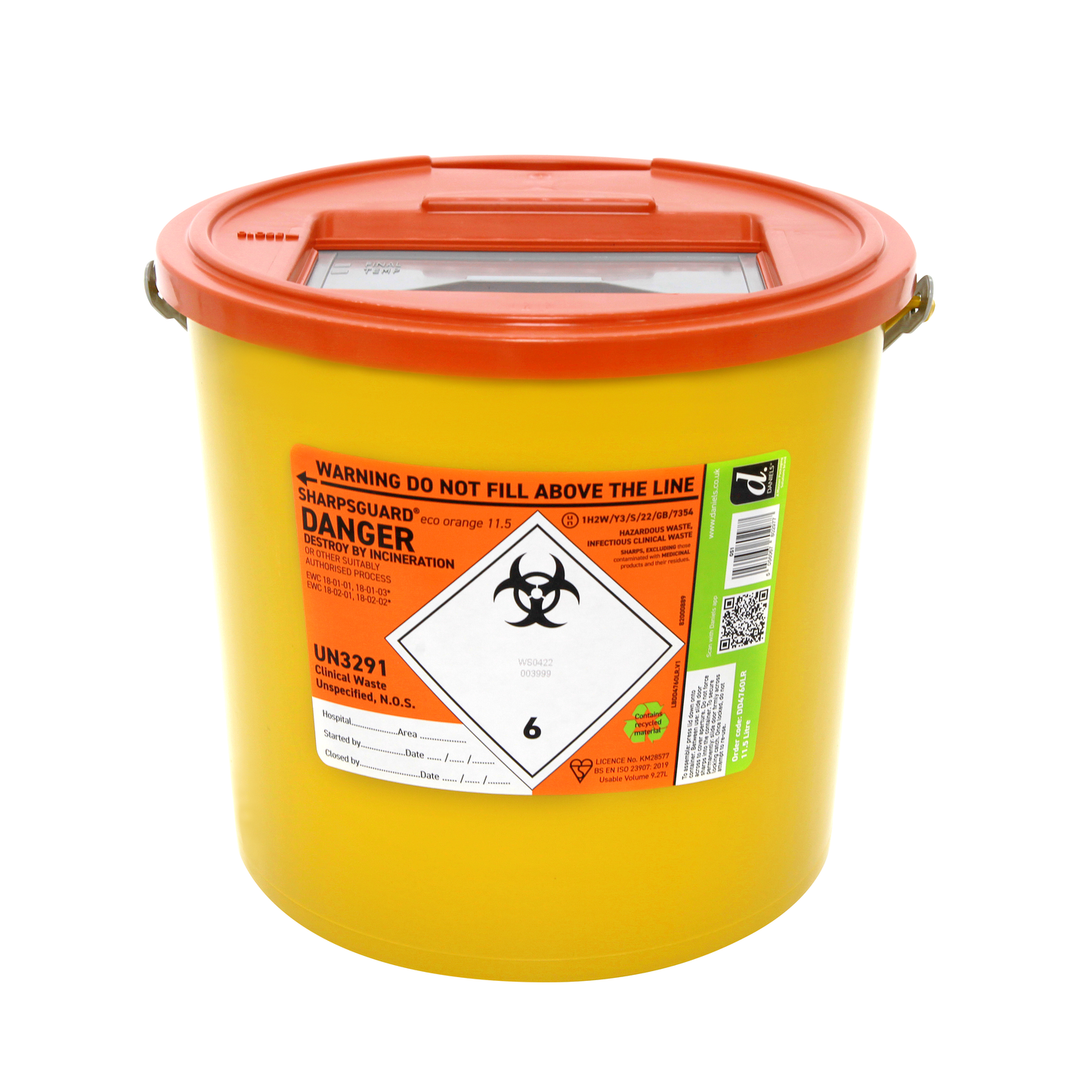 Sharpsguard Orange 11.5 Ltr Sharps Bin - Daniels