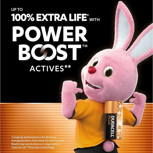 Duracell Plus AAA Alkaline Batteries - Pack of 4 -