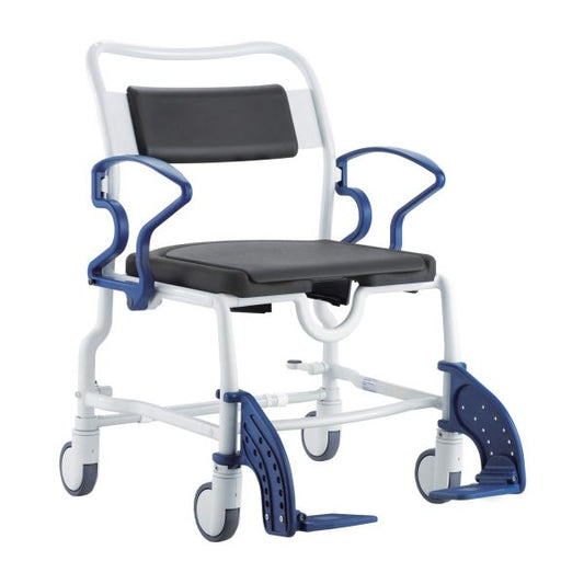 Wide Mobile Shower/Commode Chair (200kg) - Fixed Height - Blue