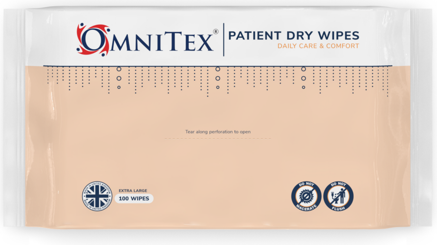 Extra Large Patient Dry Wipes - 32cm x 28cm - Pack of 100 -