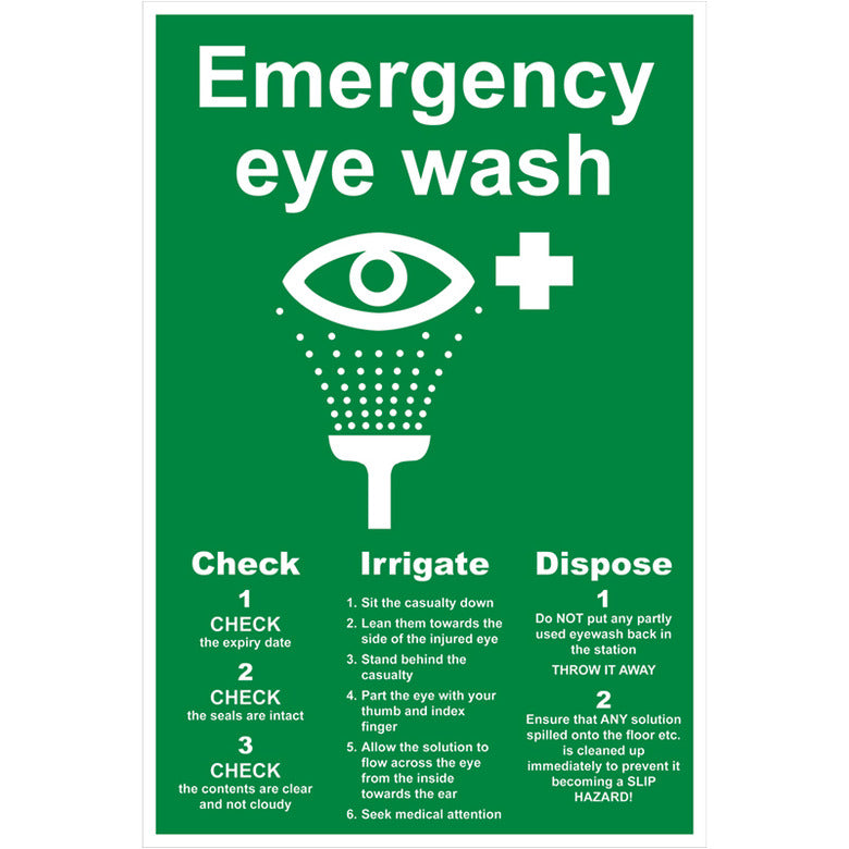 EMERGENCY EYE WASH S/A VINYL 300 X 200 - Safety First Aid