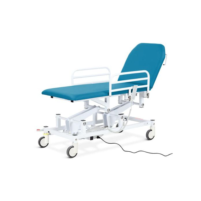 Two Section Examination & Treatment Couch with Electric Backrest, Coastal Blue -