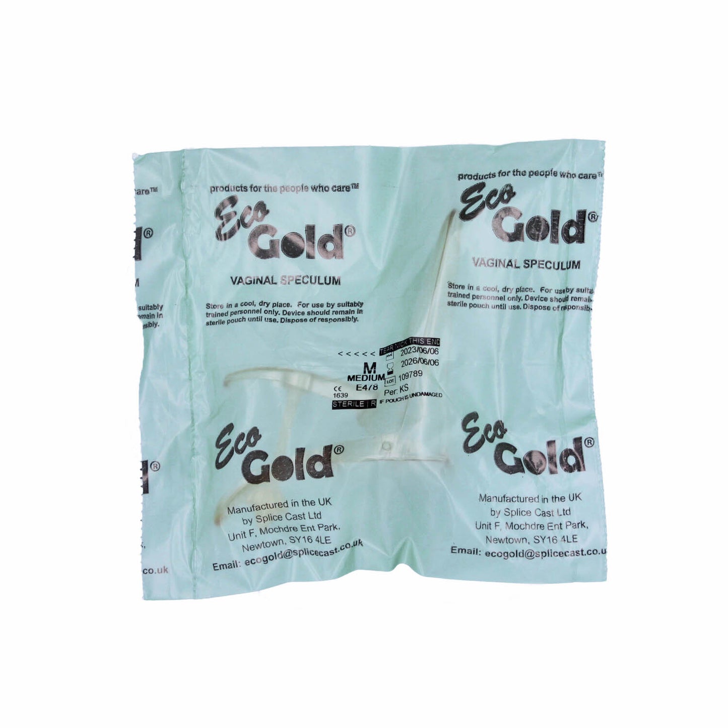 EcoGold Speculum Medium (Sterile) With Lock - Green Single - EcoGold