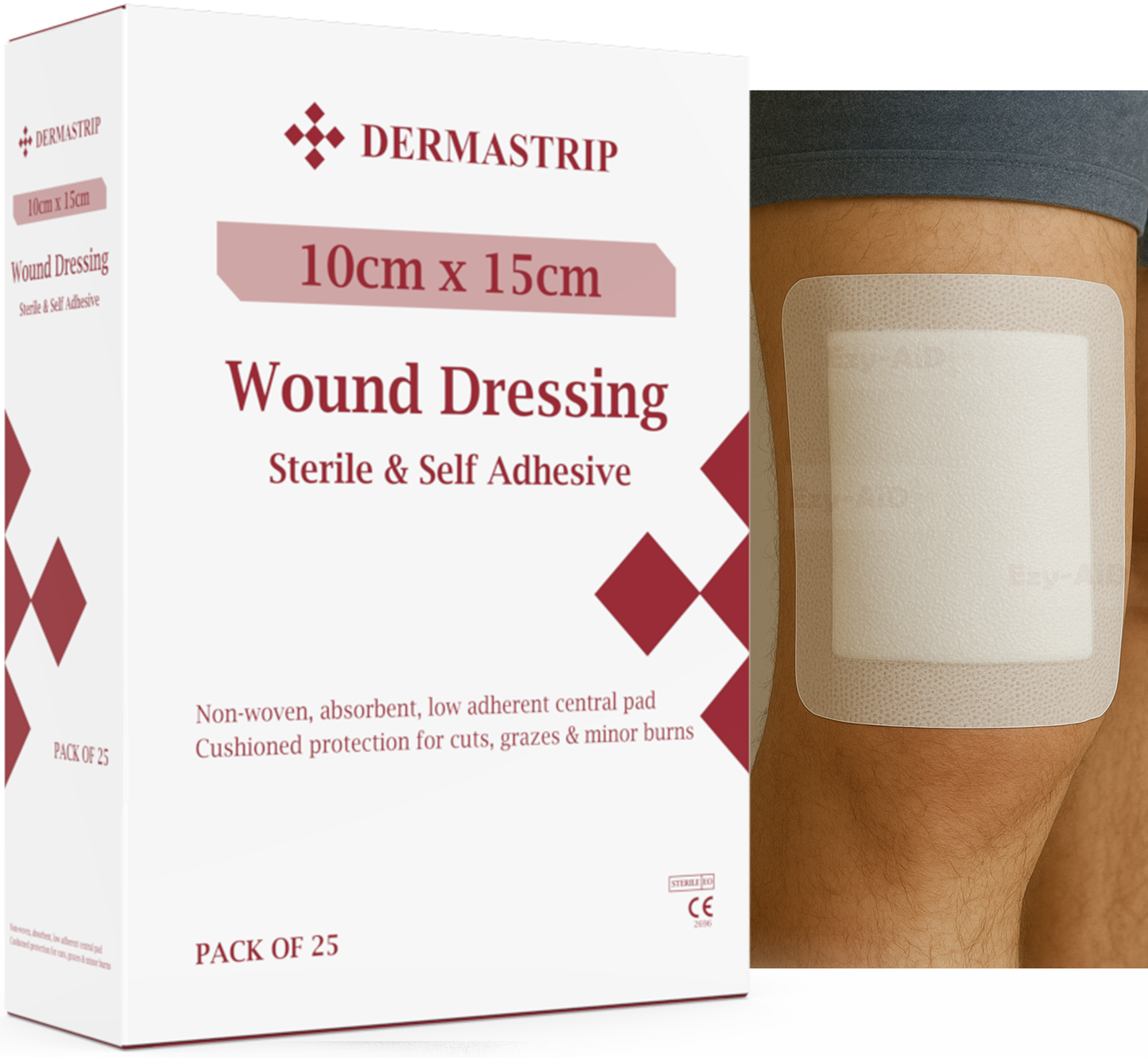 Ezy-Aid Dermastrip Sterile Wound Dressing 10x15cm - Pask of 25 -