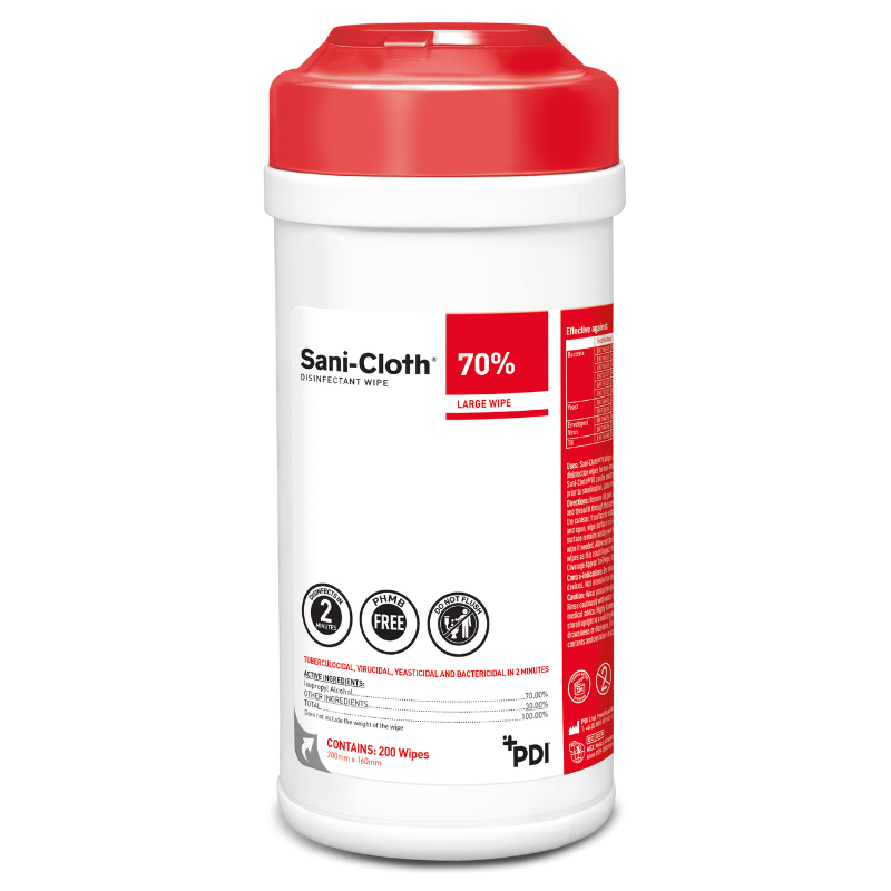 PDI Sani Cloth 70% Alcohol Wipes - Pack of 200 -