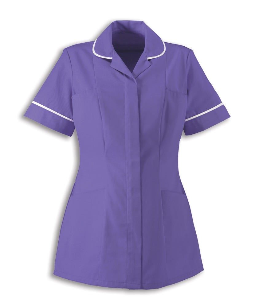 Traditional Nurses Tunic with Contemporary Cut Purple White