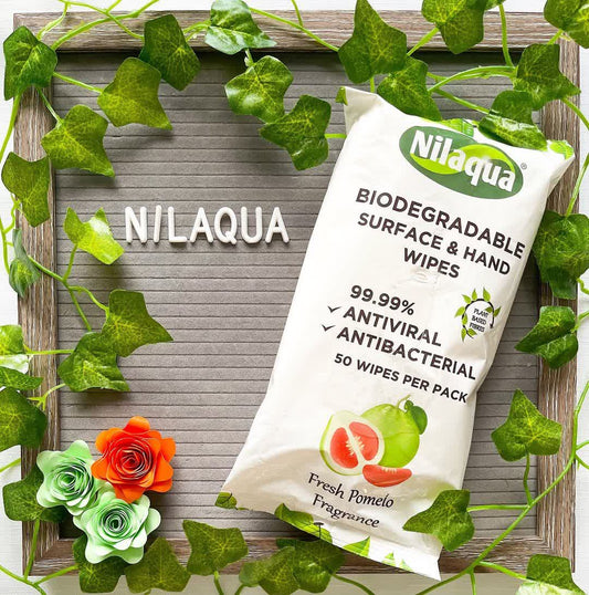 Nilaqua Universal Biodegradable Hand and Surface Wipes x 50 - Nilaqua