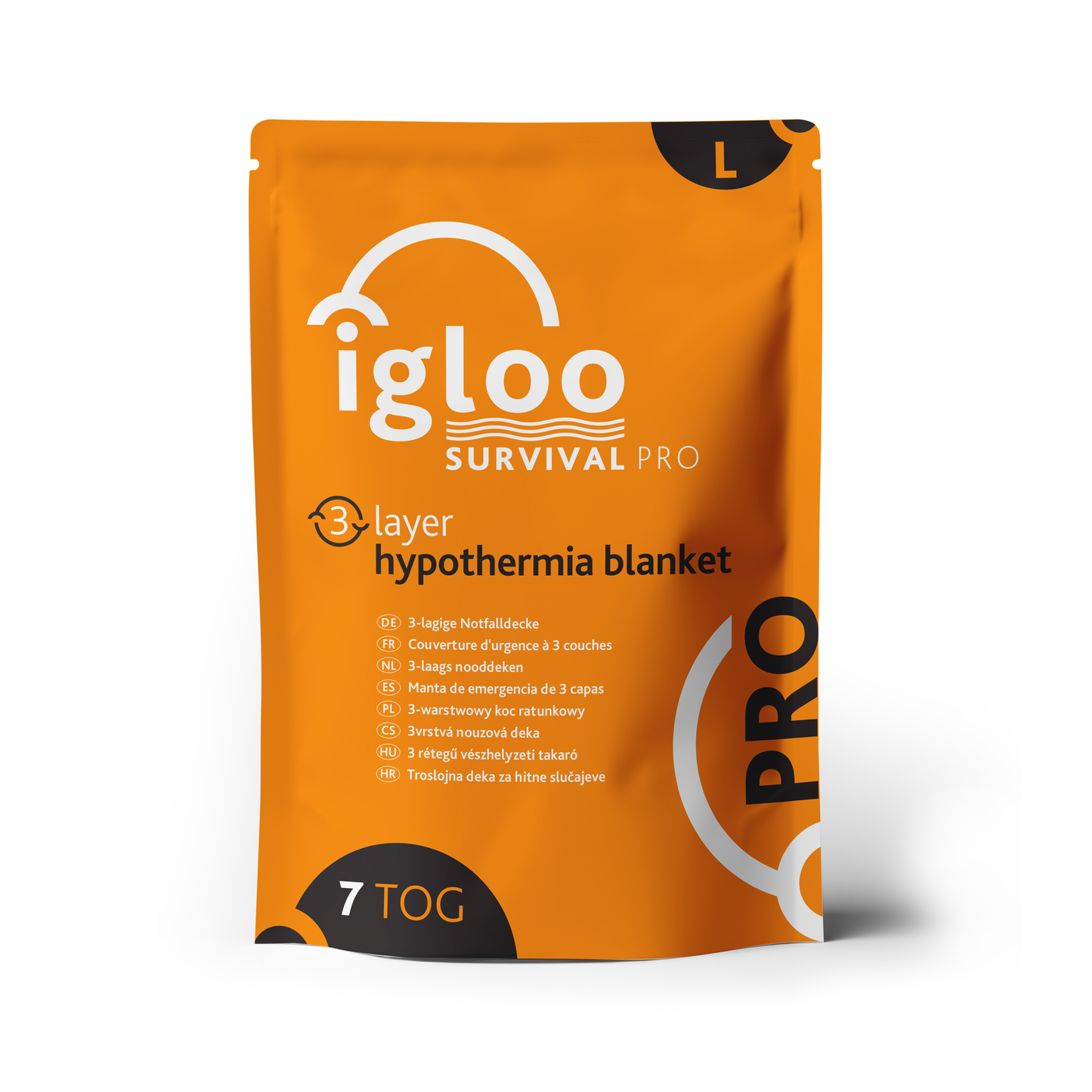 Igloo 7 Tog Emergency Thermal Blanket - 3Layer L Orange -