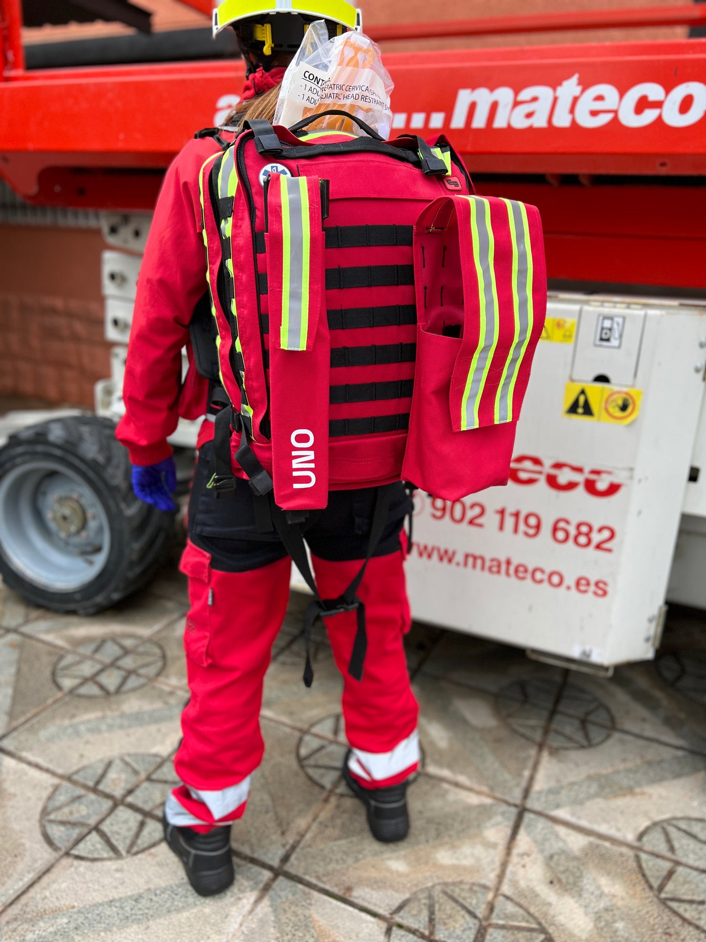 Compact Modular Tactical Backpack Red - Polyester -