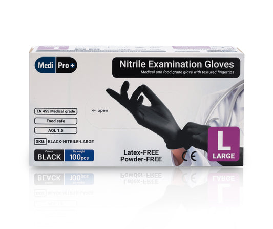 Black Nitrile Gloves - Box of 100 - Large - MediPro