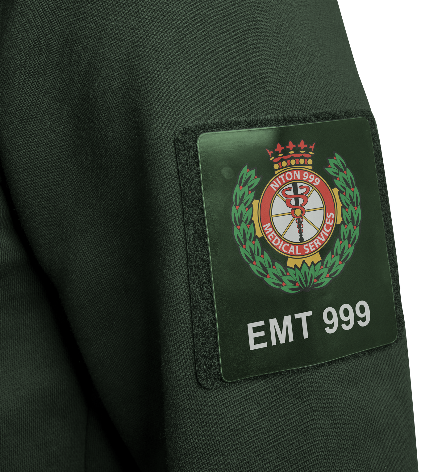 Midnight Green Zip Up Ambulance Hoodie with Arm Patch Panels -
