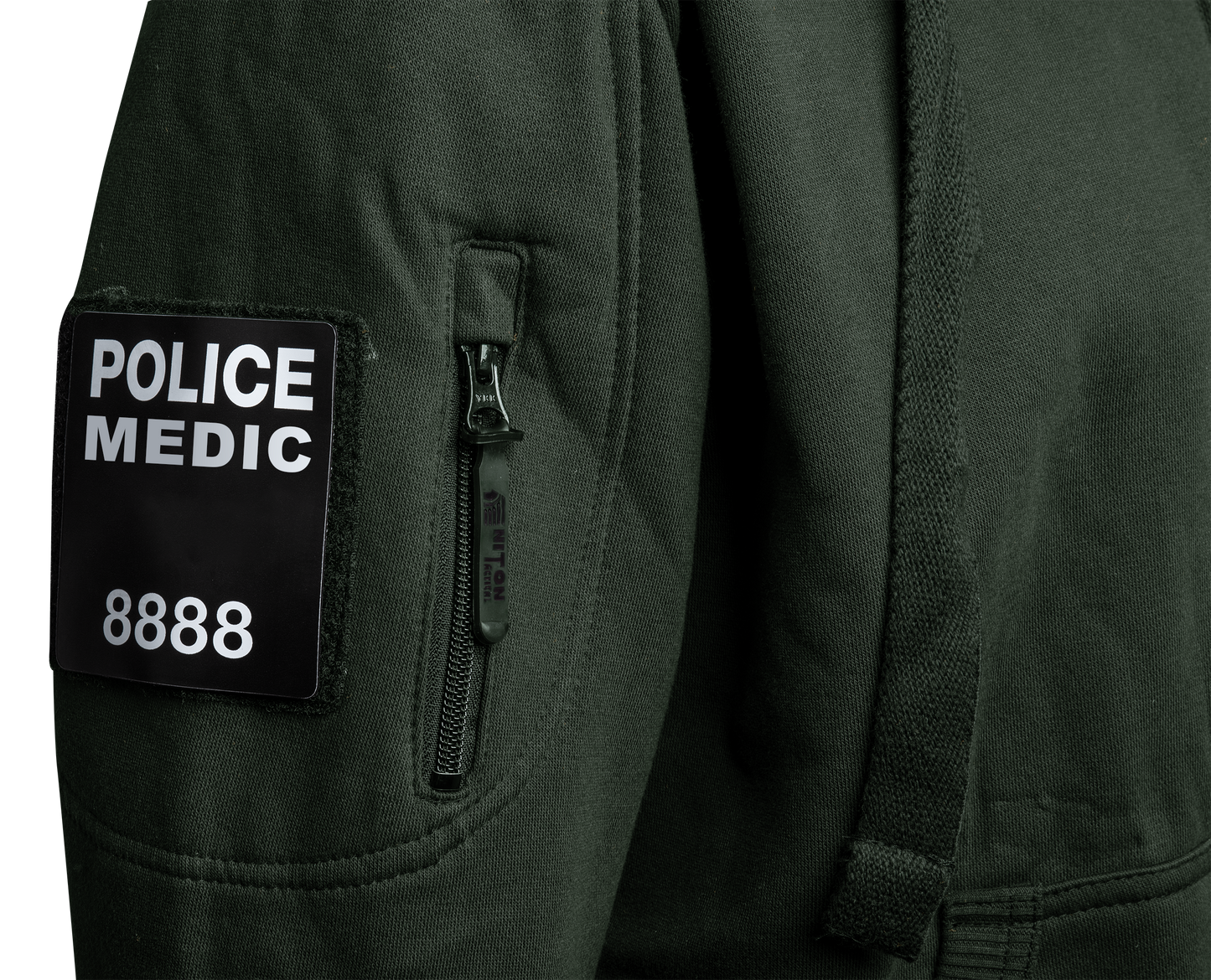 Midnight Green Pullover Ambulance Hoodie with Arm Patch panels -