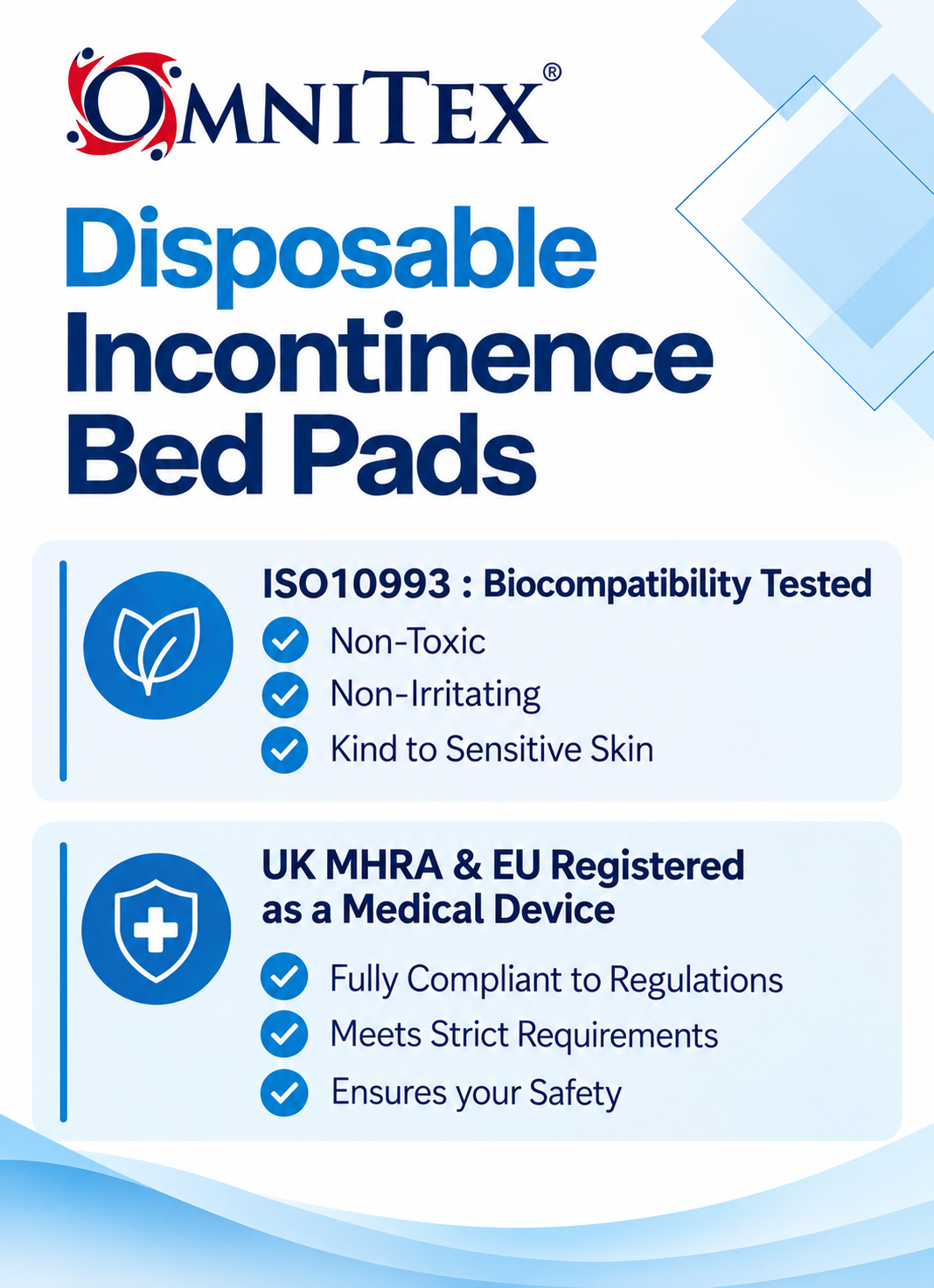 Omnitex DryPadz Disposable Bed Pads - Pack of 50 -