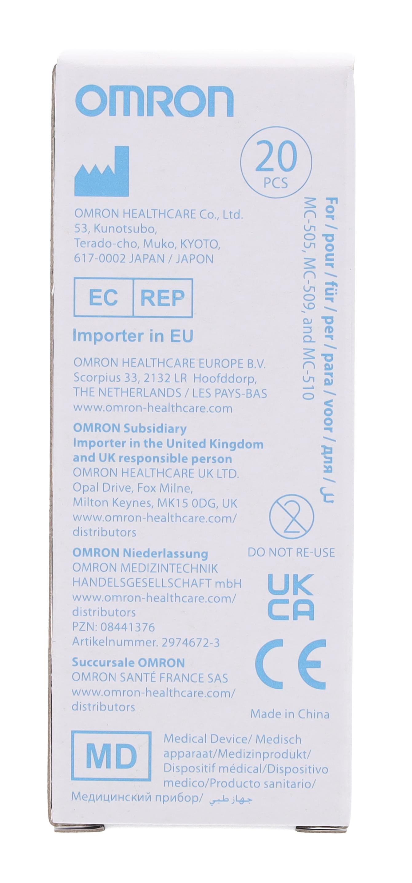 Omron Probe Covers for Gentle Temp EAR Thermometer (Pack of 20) -
