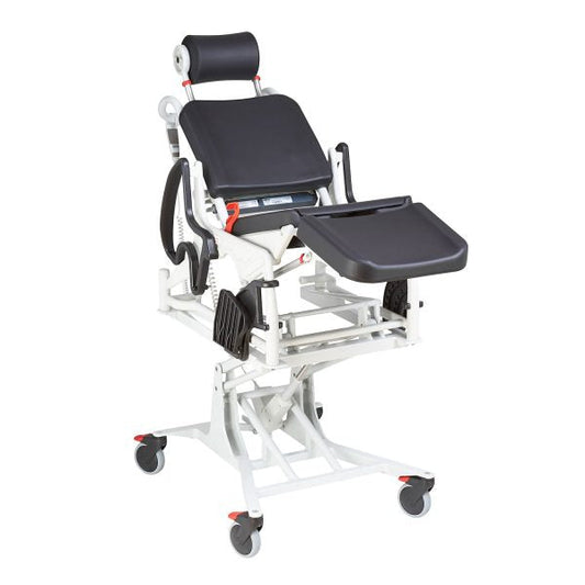Manual Tilting Shower Chair Commode (150kg) - Hydraulic Adjustable Height, Inc Seat Without Hygiene Opening, Bucket Device & Bucket