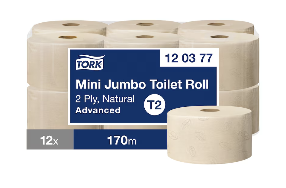 Tork Natural Mini Jumbo Toilet Roll Advanced Natural (12 x 1) - Tork