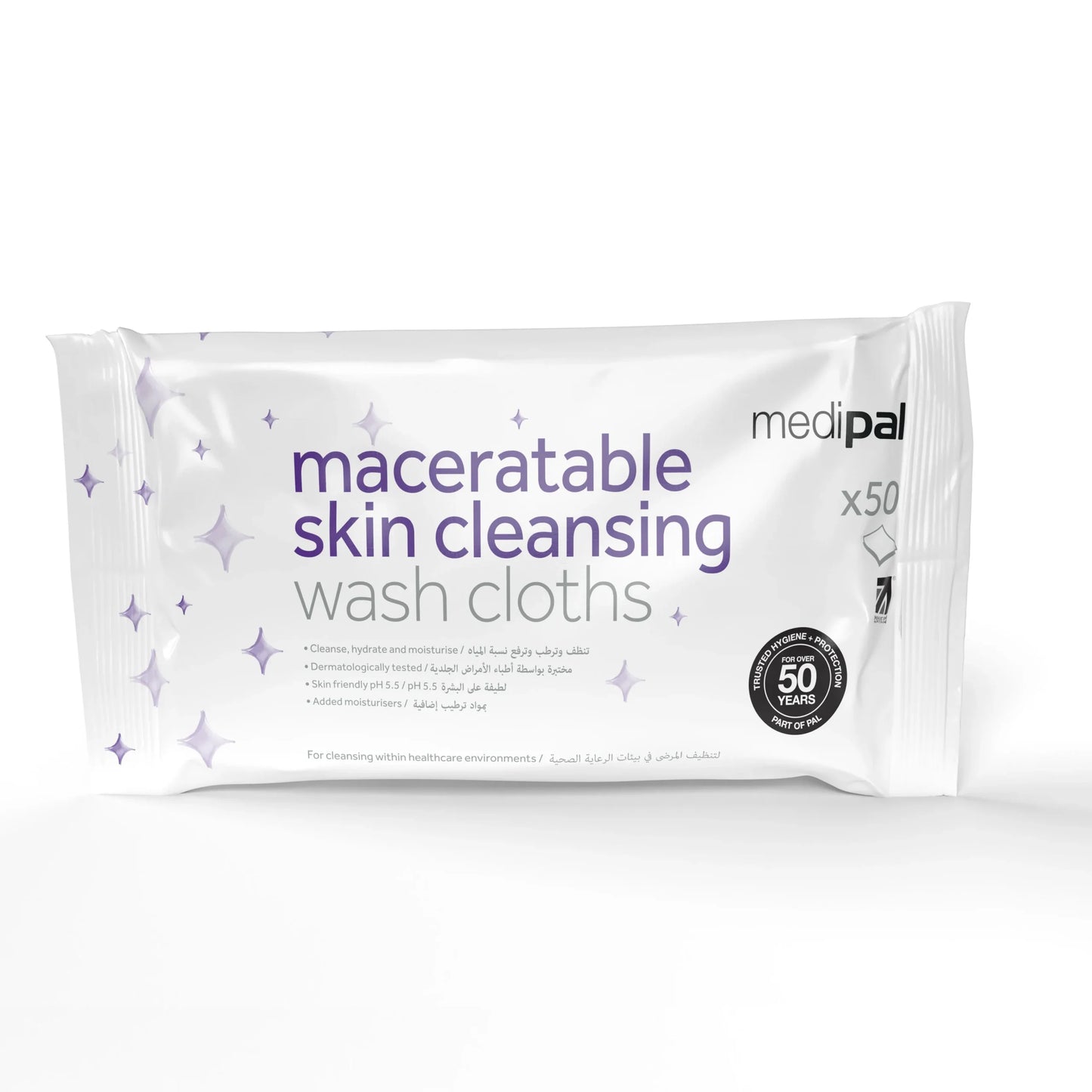 Medipal Wet Biodegradable Wash Cloth - Pack of 50 -