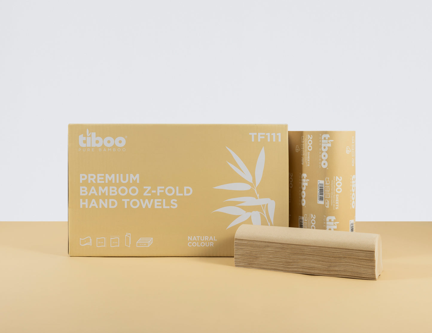 TIBOO UNBLEACHED LUXURY BAMBOO Z-FOLD HAND TOWELS 2PLY 3000 -