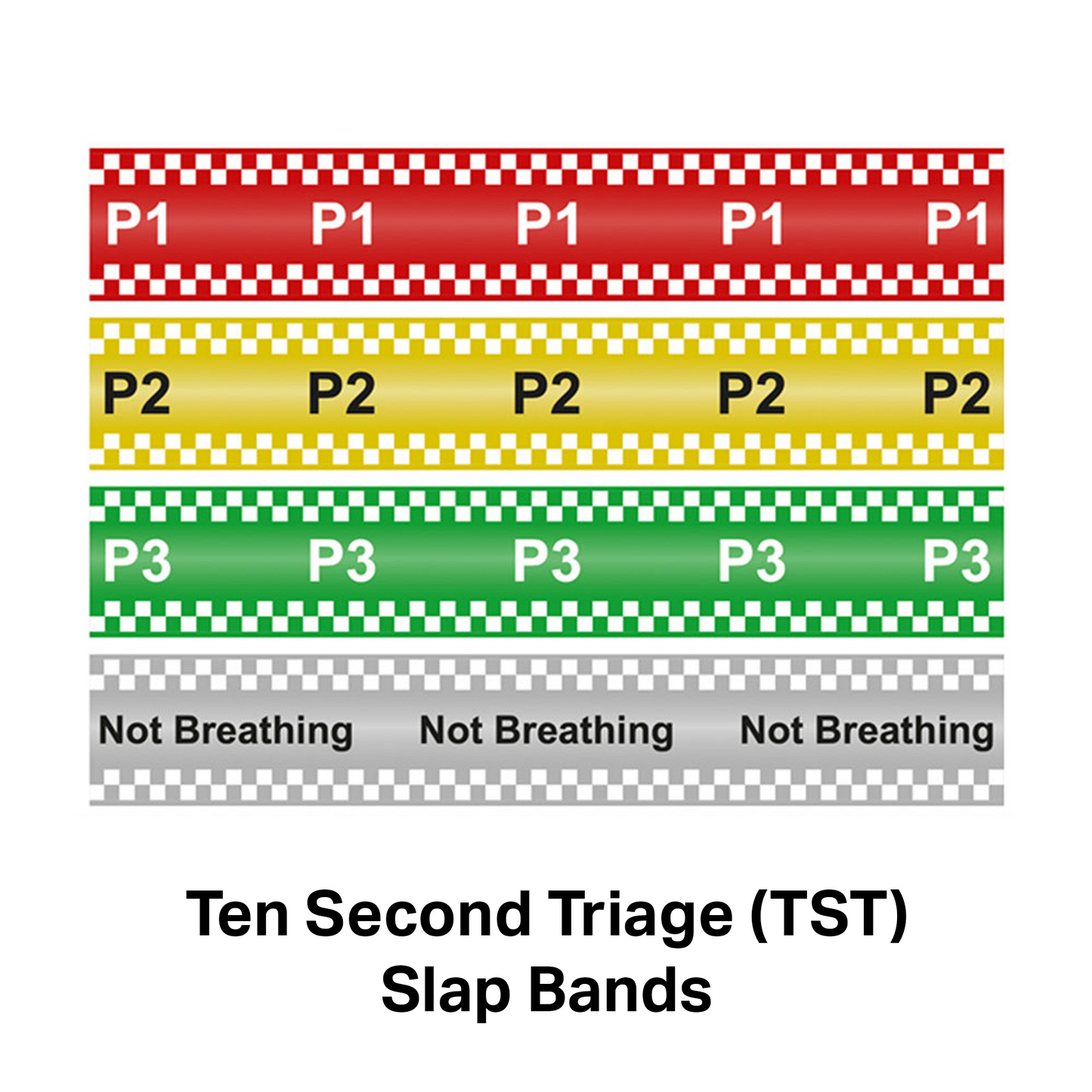 NHS Ten Second Triage (TST) Slap Band Pack of 20 - Green Case