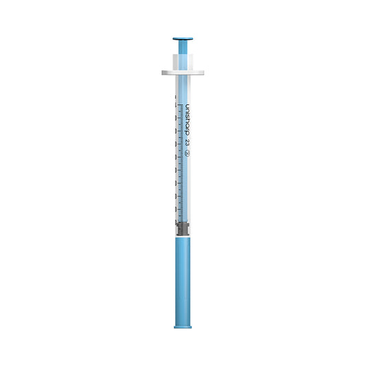 Unisharp 1mL Syringe with 23G 25mm (1 inch) fixed needle x 100 -