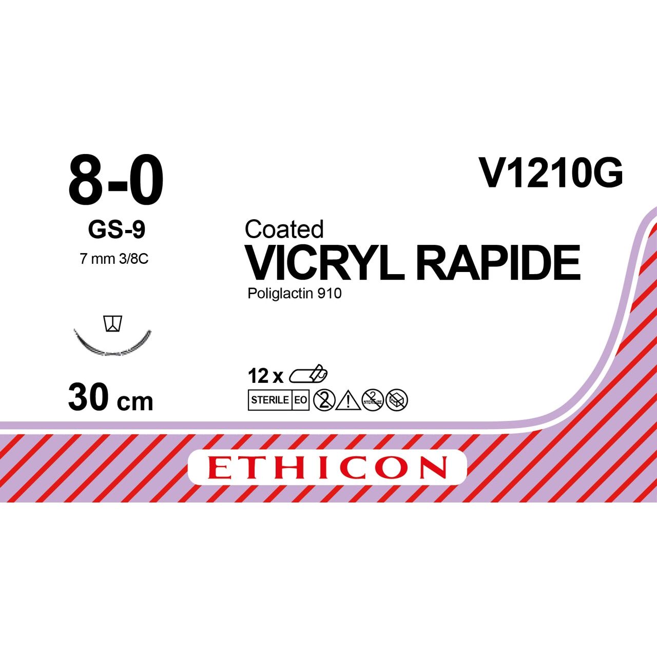 VICRYL RAPIDE, braided, violet, 8-0,30cm, 1x Reverse Spatula,6.5mm,3/8C - box 12 -