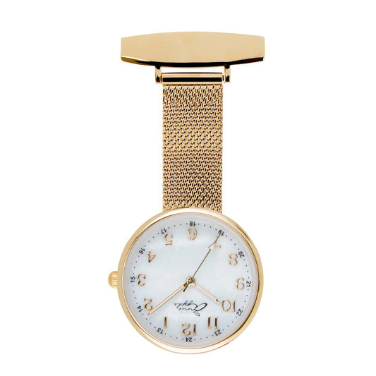 Annie Apple Nurses Fob Watch - Venus - Gold Mesh - Blue Leather - 35mm - Annie Apple
