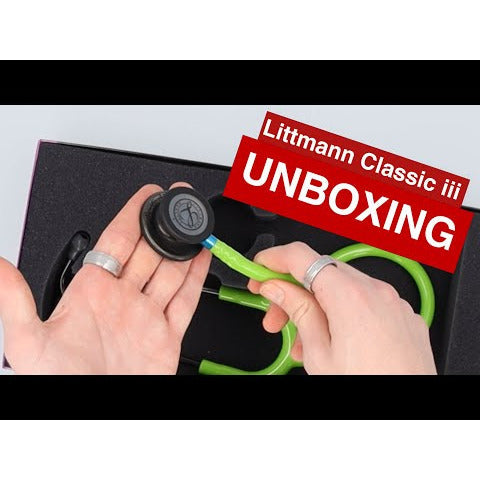 Littmann Classic III Monitoring Stethoscope: Smoke & Lime Green - Blue Stem 5875 - Over Engraved - Littmann Stethoscopes