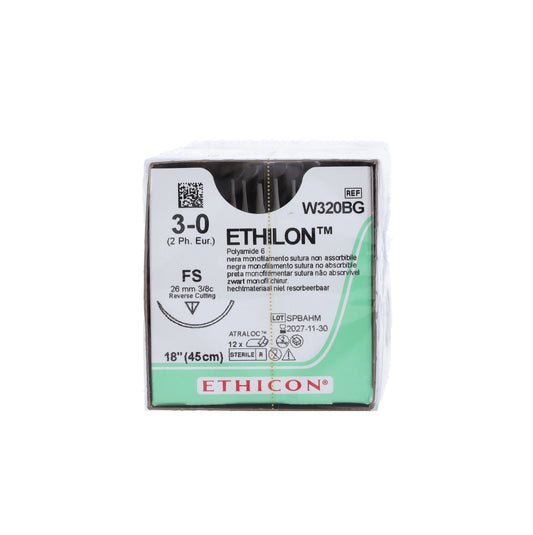 Ethilon Suture - 26mm 45cm - 3.0 USP x 12 - Ethicon