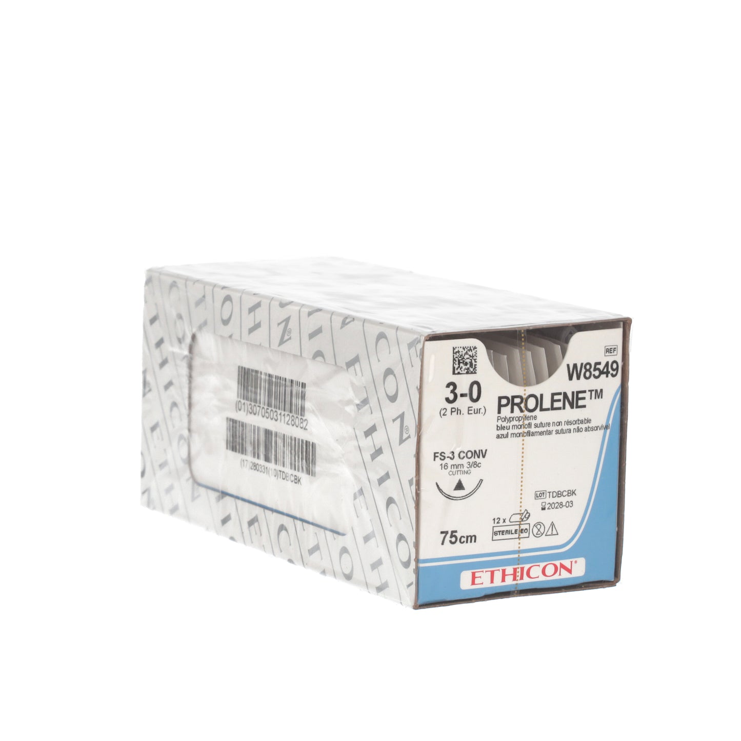 Prolene Suture Cutting Needle: 16mm 75cm Blue 3-0 x 12 -