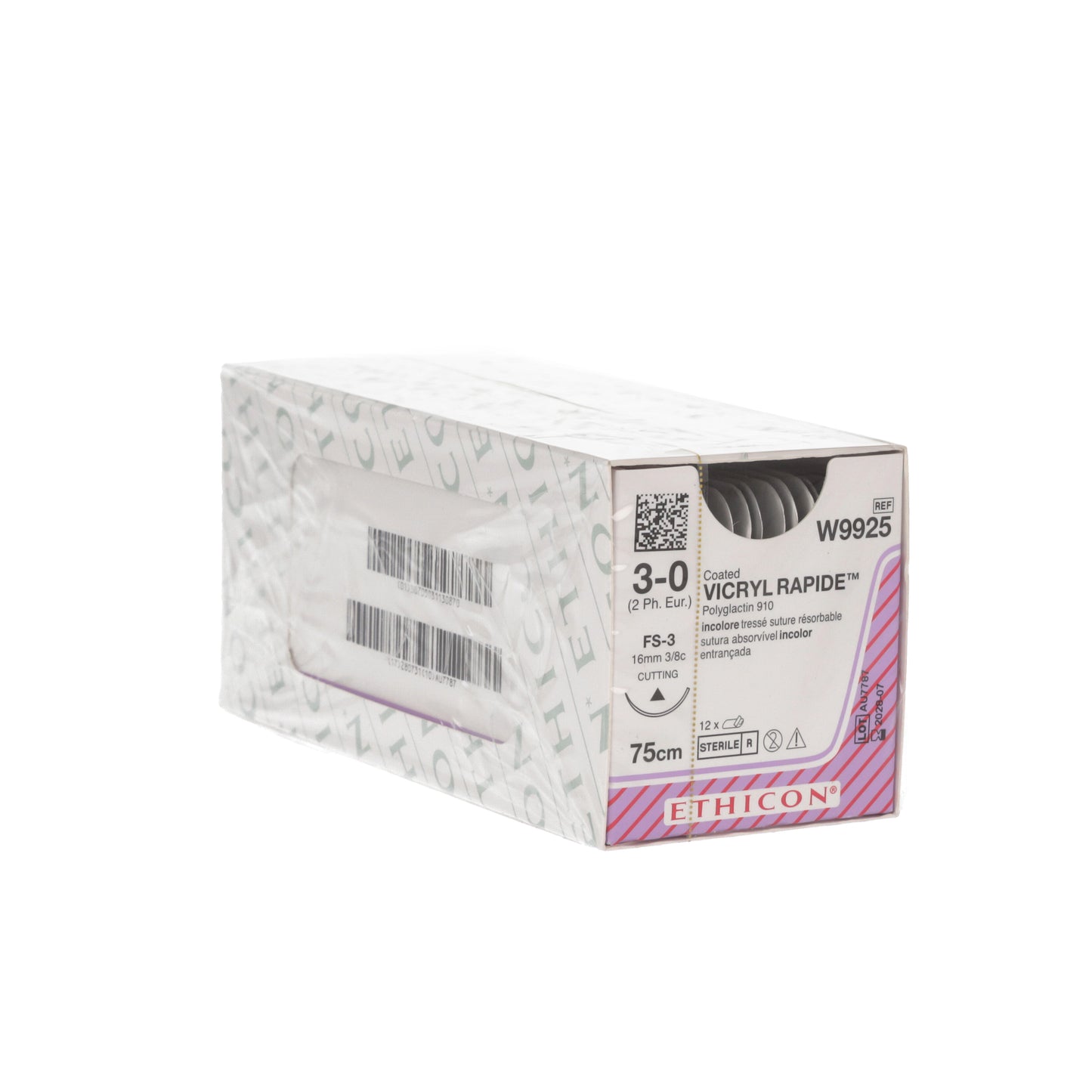 Coated VICRYL rapide Suture: 16mm 75cm undyed 3-0 2 (x12) -