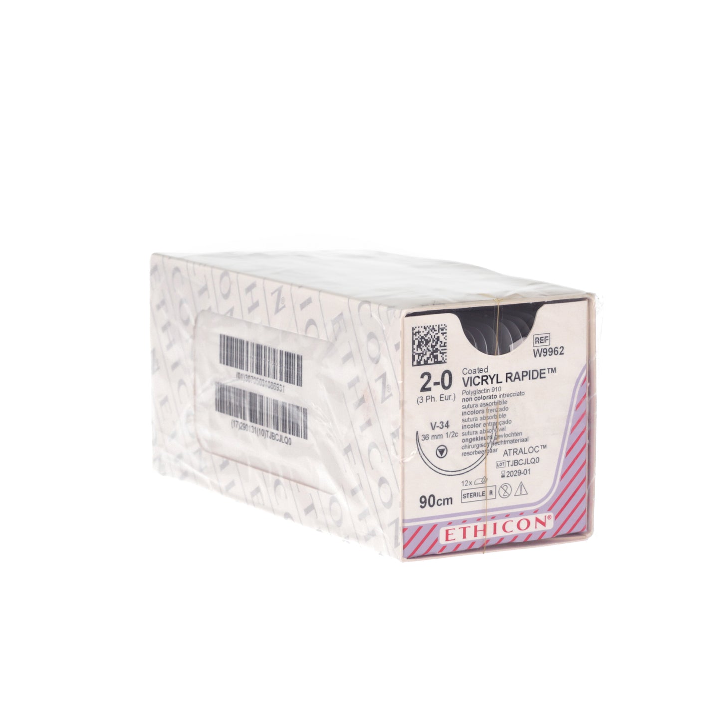 Coated VICRYL rapide Suture: 36mm 90cm undyed 2-0 3 (x12)