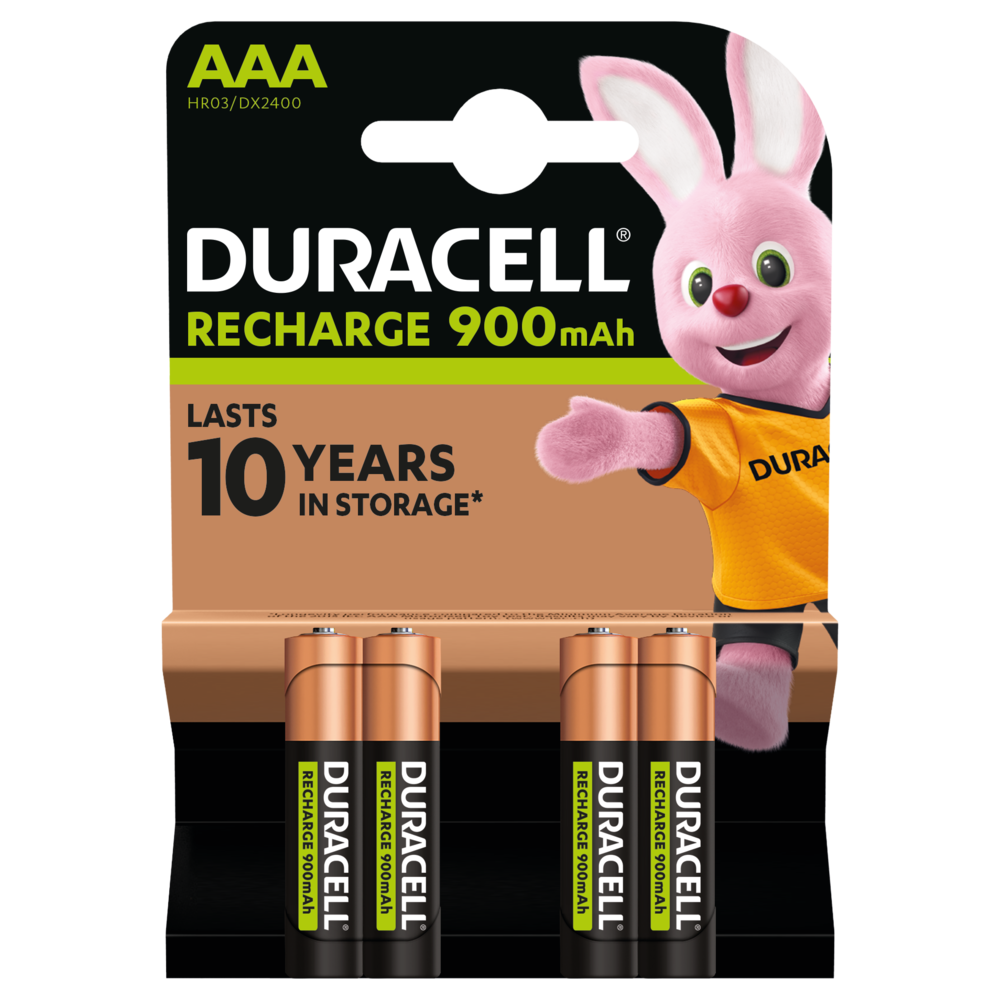 Duracell Recharge AAA Batteries NiMH 900mAh - Pack of 4 -