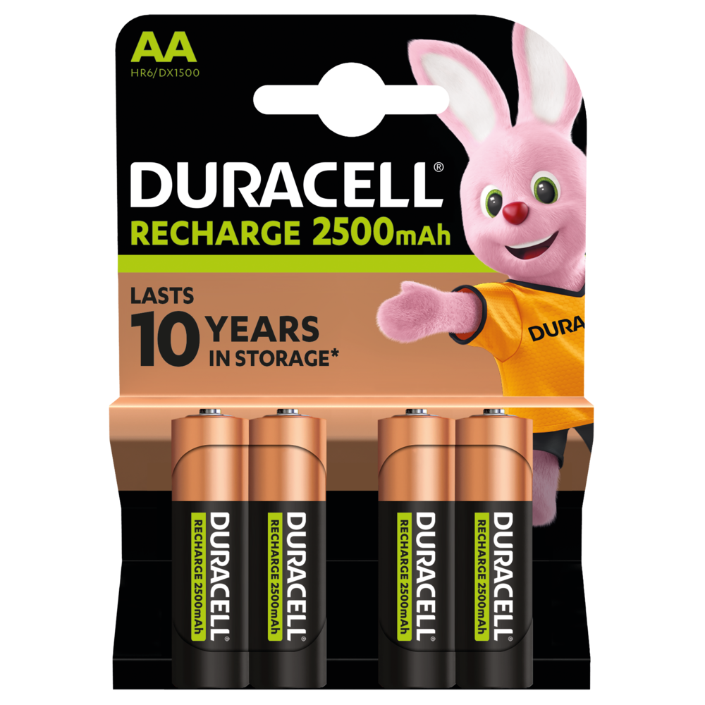 Duracell Recharge AA BatteriesNiMH 2500mAh - Pack of 4 -