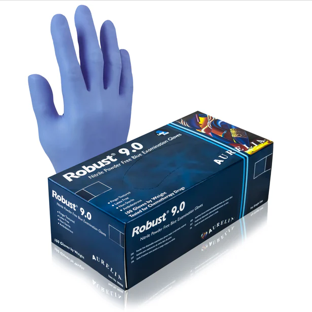 Aurelia Robust 9.0 Nitrile Powder Free Examination Gloves - S - Box of 100 -