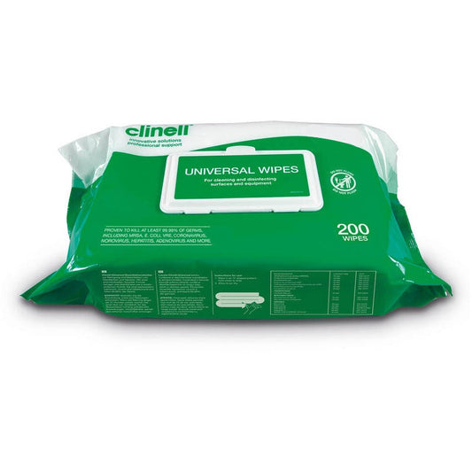 Clinell Wipes CW200 Universal Sanitising Anti-Bacterial x 200 - Clinell