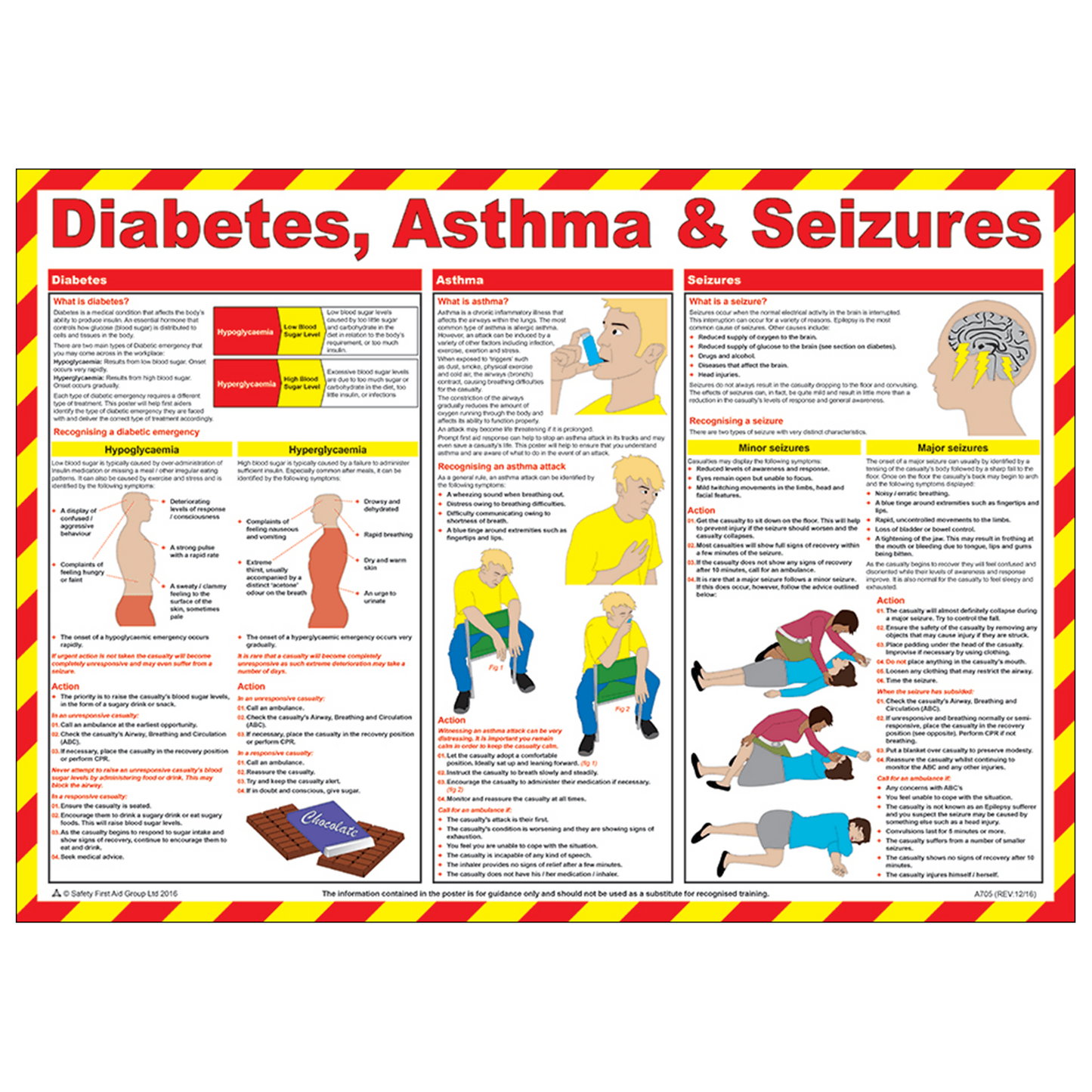 Diabetes, Asthma & Seizures First Aid Poster FA760 - Safety First Aid