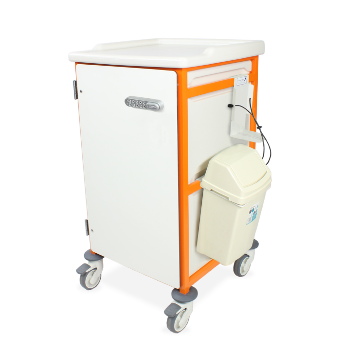 Caretray Trolley - Sepsis - 6x 100mm Trays - Electronic Push Button Lock - Bristol Maid