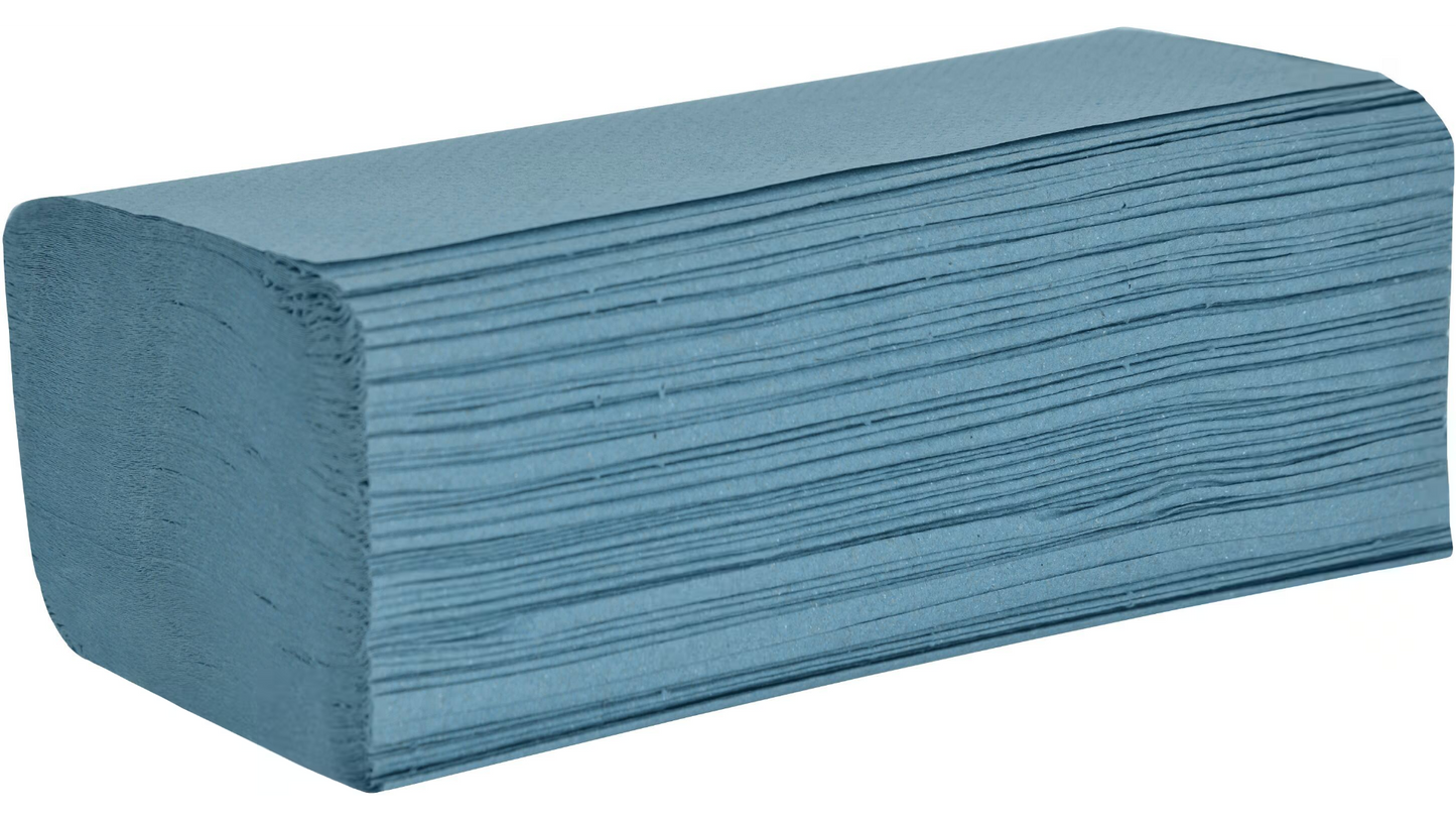 Essentials 1ply Blue V Fold Hand Towel 3510 Sheets