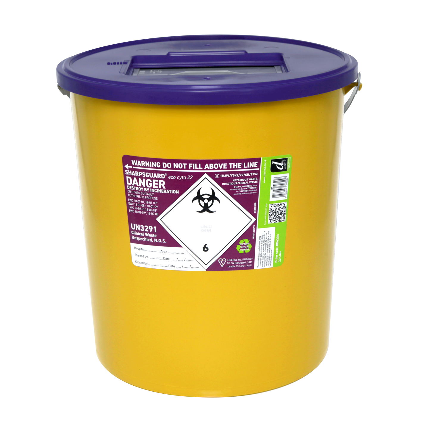 Sharpsguard Cyto 22 Litre Sharps Bin -