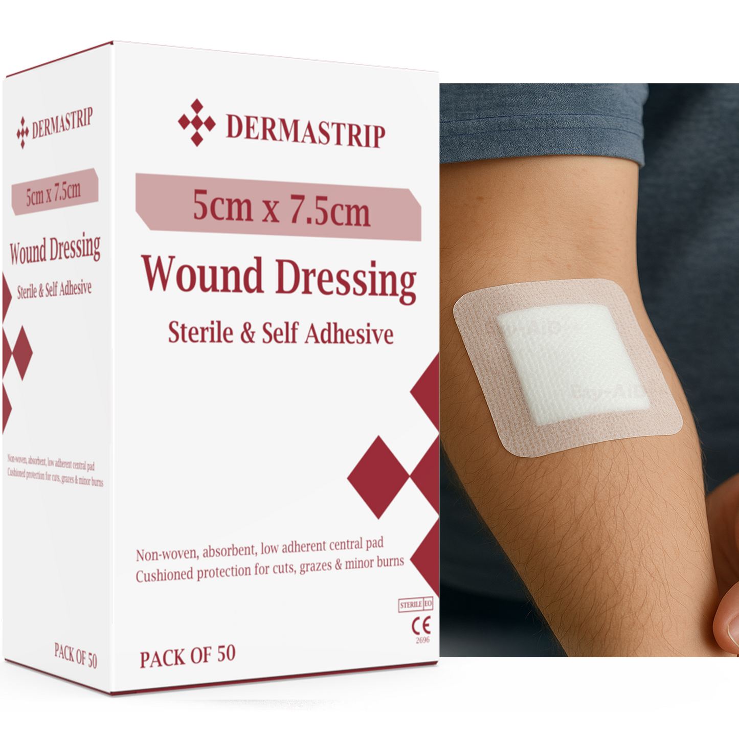 Ezy-Aid Dermastrip Sterile Wound Dressing 8x10cm pack of 50 -